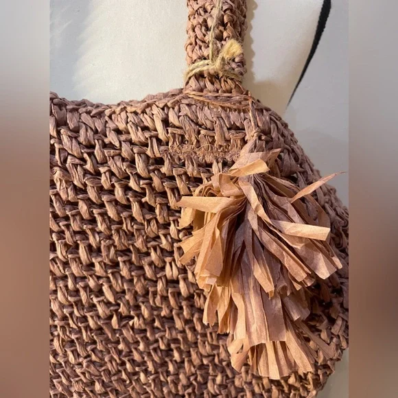 EXPRESSIONS NYC Paper Straw Tote Bag Woven Purse Pink New With Tags Handbag - Picture 2 of 11